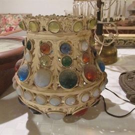 Metal and stained glass lamp shade