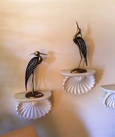 Brass Glass Pelicans