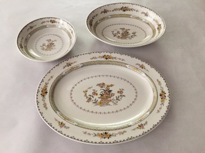 Royal Doulton "Hamilton" china,  large platter, and 2 large and 2 small serving bowls.