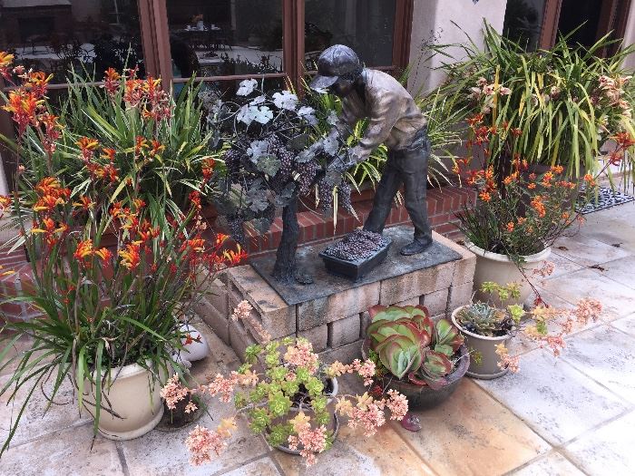 Wine harvest in bronze with beautiful patina.  All the potty plants for sale too!
