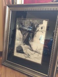 Original framed sketch by Henry Asencio, I also have the large original oil  commissioned from this sketch