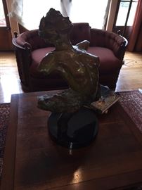 Beautiful bronze by Andre Desjardins sculpture "With you until the End"  29x19x 18