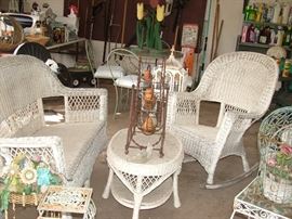 antique wicker furniture, garden decor, cleaning supplies