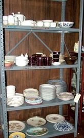 lots of china and porcelain, many antique name brands such as Wedgwood