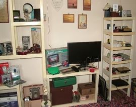 office stuff, desk clocks, lots of items to dig through and discover