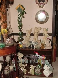 fairies, fairies and more fairies, garden decor, antique mirrors, furniture, display cabinets.