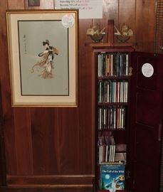 vintage signed japanese mother of pearl hand carved piece, cd's