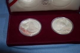 Two US Olympic Silver Coin Set