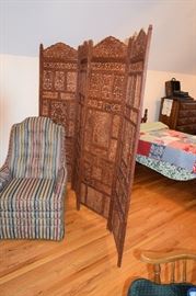 Hand Carved Oriental Screen Divider