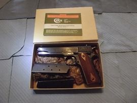 In box , shows owners manual , original packing paper, very collectable, built on Colts traditional quality....