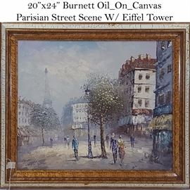 Art Burnett Parisian Street Scene Oil On Canvas
