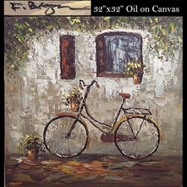 Art Brogan Oil On Canvas Bicycle