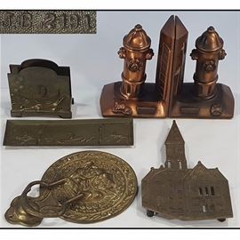 Artz Bronze Jenning Bros Viking Desk Set Trivet Knocker Bookends