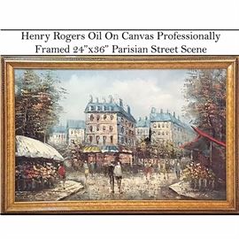 Art Rogers Henry Parisian Street Scenes Oil On Canvas