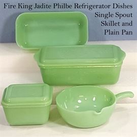 Glass Jadite Fire King Skillet Philbe