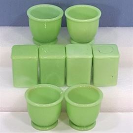 Glass Jadite Jeanette Ring McKee Square Shakers Etc