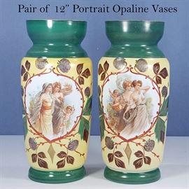 Glass Opaline Portrait Vases