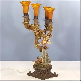 Lighting Tulip Shade Candelabra Style With Figural Base Lamp