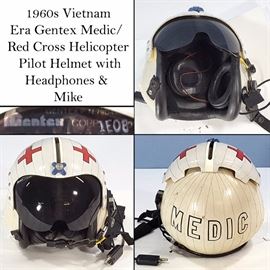 Militaria Gentex Medic Red Cross Vietnam Era Helicopter Pilot Helmet