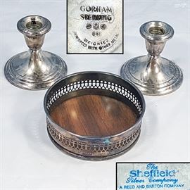 Sterling Silver Gorham Candles Sheffield SP Wine Coaster