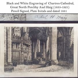 Art Mezzotint Haig Axel Chartres Cathedral Great North Porch 1881, Pencil Signed