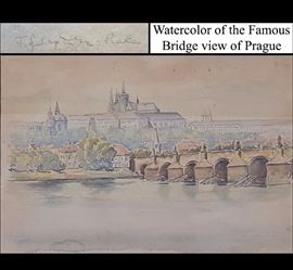 Art Prague Watercolor Signed