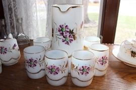 Heisey Beaded Swag Pitcher and cup set