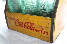 WWII War Wings Wooden Coca-Cola Carrier with six bottles