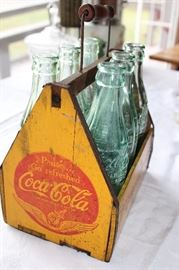 WWII War Wings Wooden Coca-Cola Carrier with six bottles