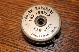 Hanson Hardware and Lumber; Zimmerman, MN advertising tape measure