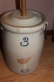 Red Wing 3 gallon butter churn with lid. (Lid has small hairline crack)