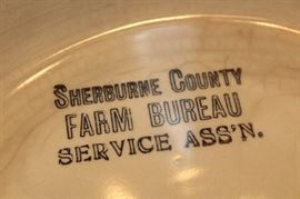 Watt advertising pie plate- Sherburne County Farm Bureau Service Ass'N.
