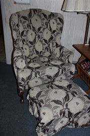Upholstered chair and ottoman