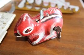 Litho tin wind up squirrel vintage toy