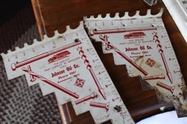 Vintage advertising tool holders; Johnson Oil Co.