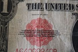 Red Seal One Dollar Currency; Series 1923