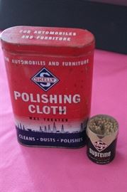 Skelly vintage tin/polishing cloth and matches