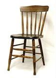 (1) Of (4) Early 1900's Sgnd. Bent Bros. Solid Seat Kitchen Chairs