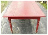 "Farm" Table Features 4-Board Top & Old Lipstick Red Paint
