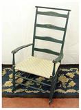 1940's Custom Shaker Rocker W/ Tape Seat & Weathered Green Paint
