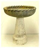 1940's Vintage Nicely Weathered Garden Bird Bath W/ "Pie Crust" Rim