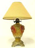 Late Victorian Vintage Parlor Lamp W/ Original Paint "Goofus" Glass Font