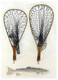 (2) New-Old-Stock "Minty" Wood Trout Nets & Decorative Carved Fish