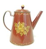 Early 1900's Tinsmith Made Teapot W/ Handpainted Toleware Decoration
