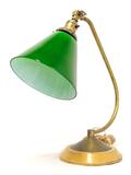 1930's Art Deco Wood & Brass Base Adjustable Desk Lamp W/ Cased
Art Glass Shade