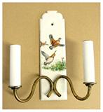 (1) Of Pair 1930's French Porcelain Wall Sconces W/ Handpainted Game Bird Decor
