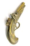 1940's Collectible Brass Patina Figural "Cap & Ball" Pistol Cigarette Lighter