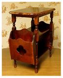 1930's Vintage Mahogany Parlor Stand W/ Book Shelf & Magazine Racks Either End