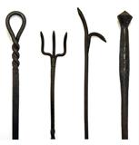 Sample Photo Both Ends Of (2) Blacksmith Hand-Forged Early 1900's Hearth Tools