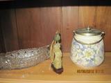 Cut glass boat  Biscuit jar